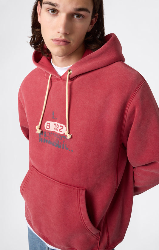 Herren-Kapuzenpullover aus schwerer Qualität mit angerauter Innenseite und Print Reverse Weave