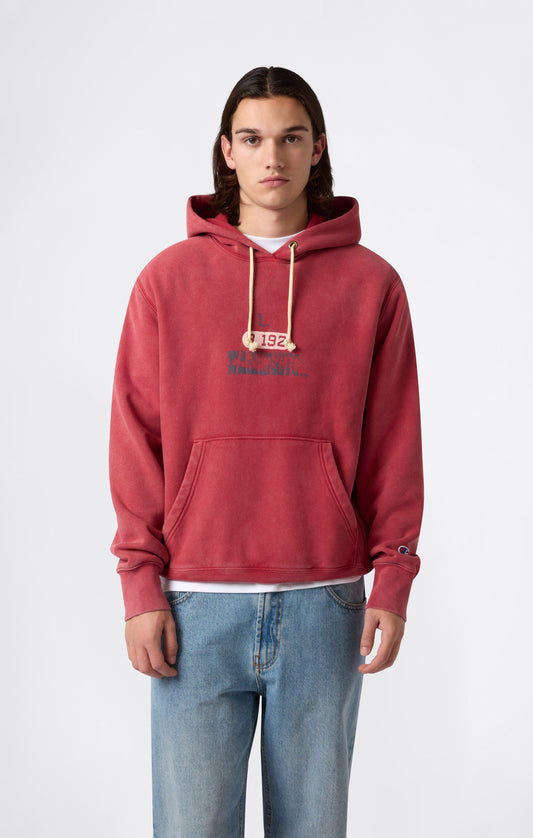 Herren-Kapuzenpullover aus schwerer Qualität mit angerauter Innenseite und Print Reverse Weave