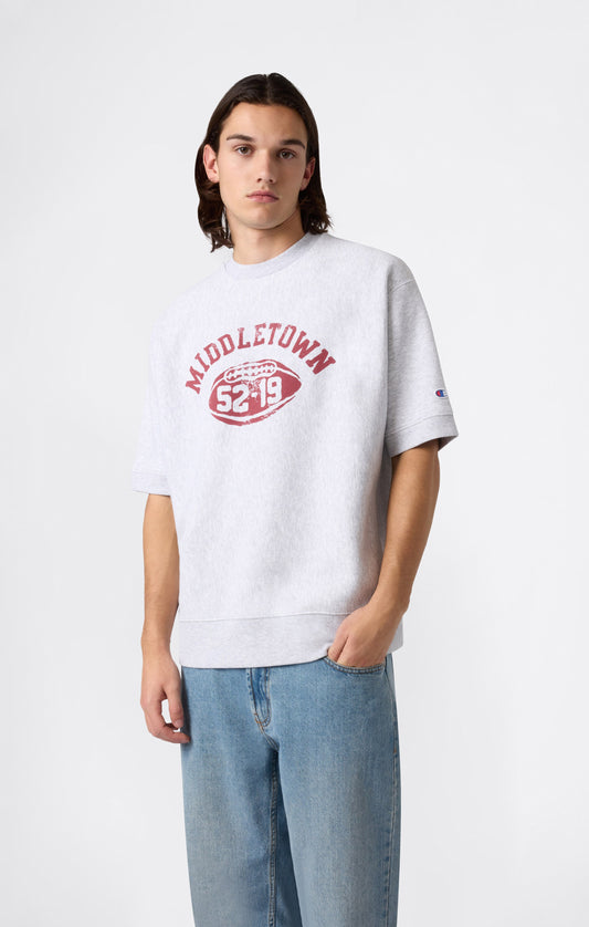 Herren-Sweatshirt mit kurzen Ärmeln, angerauter Innenseite und „Reverse Weave“-Print