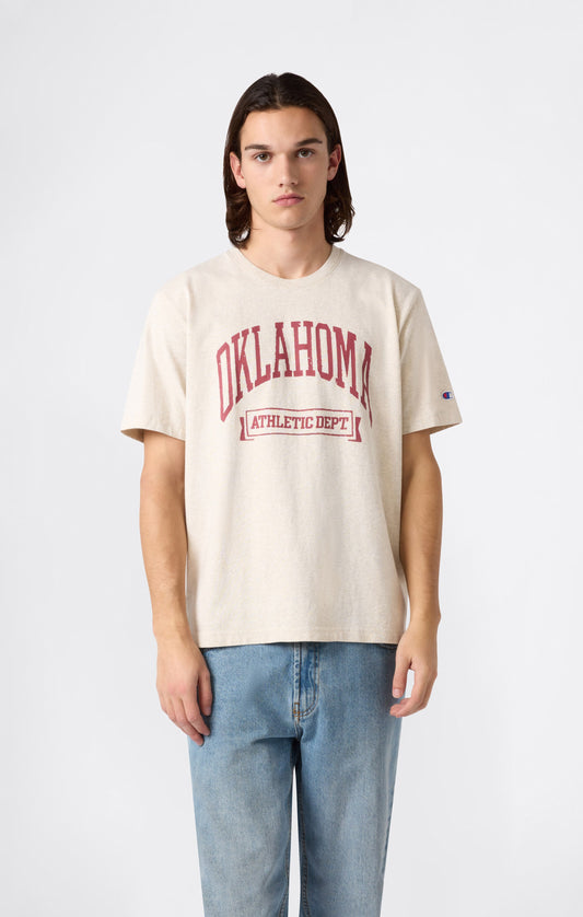 Herren-T-Shirt aus schwerer Baumwolle mit Reverse Weave Print