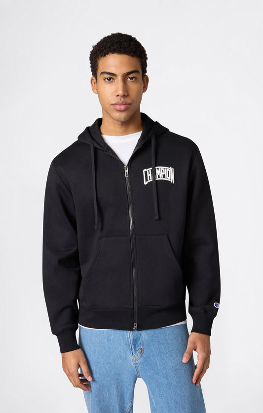 Herren-Kapuzenpullover mit durchgehendem Reißverschluss, angerauter Innenseite und Puff-Print-Logo