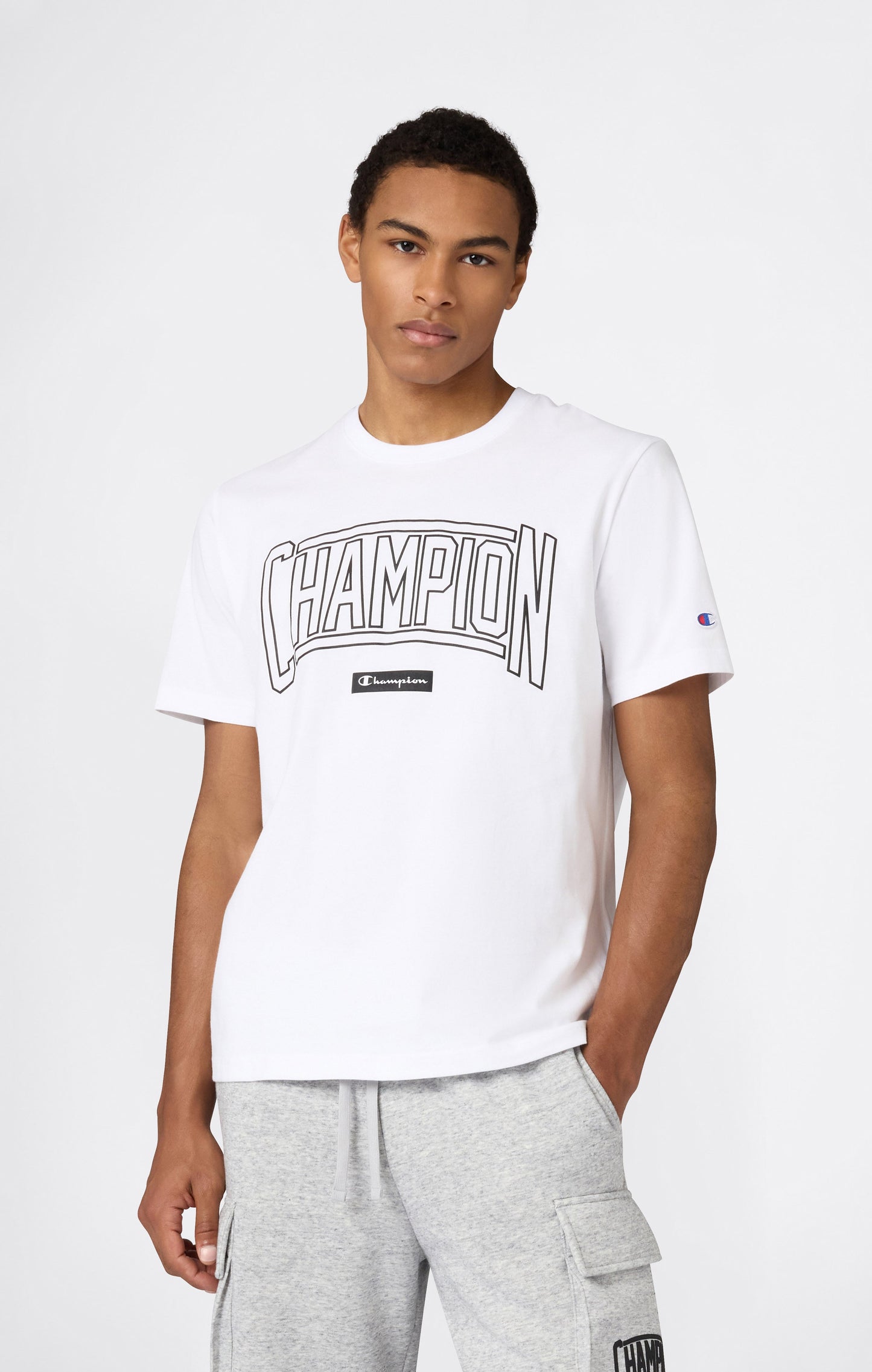 Herren Rundhals-T-Shirt mit Puffdruck-Logo