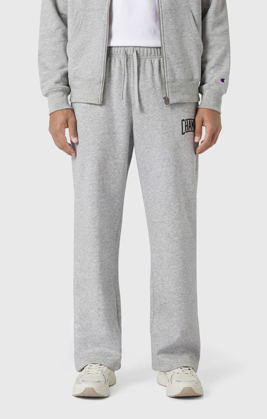 Men's Straight Hem Pants With Brushed Interior And Puff Print Logo