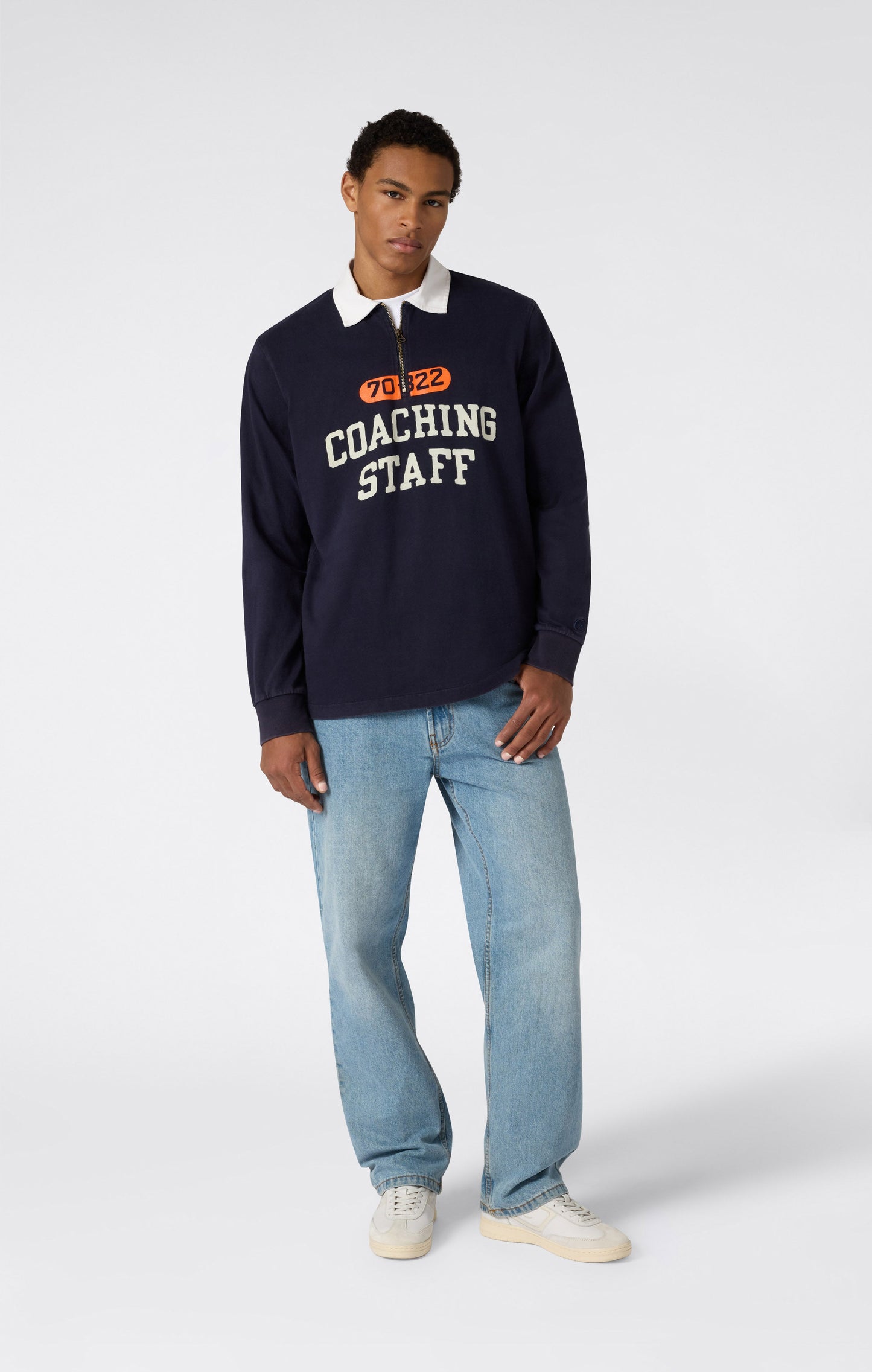 Herren Langarm Half-Zip Polo-Shirt Time Capsule