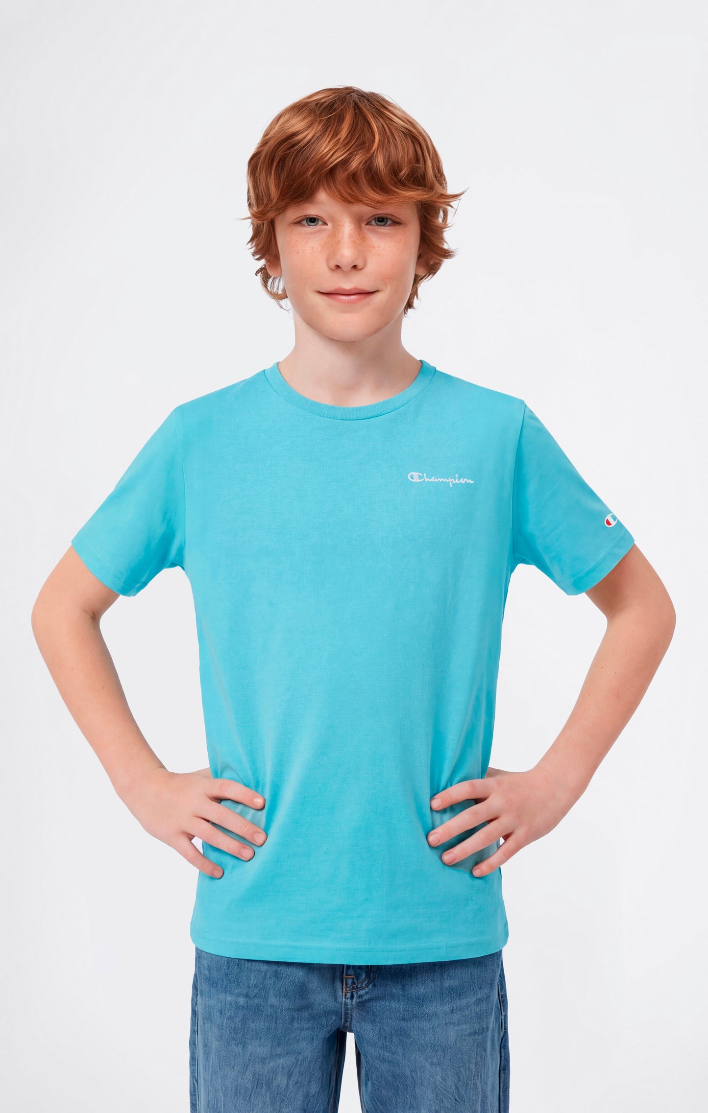 Jungen T-Shirt mit Rundhalsausschnitt und kleinem Script-Logo Icons