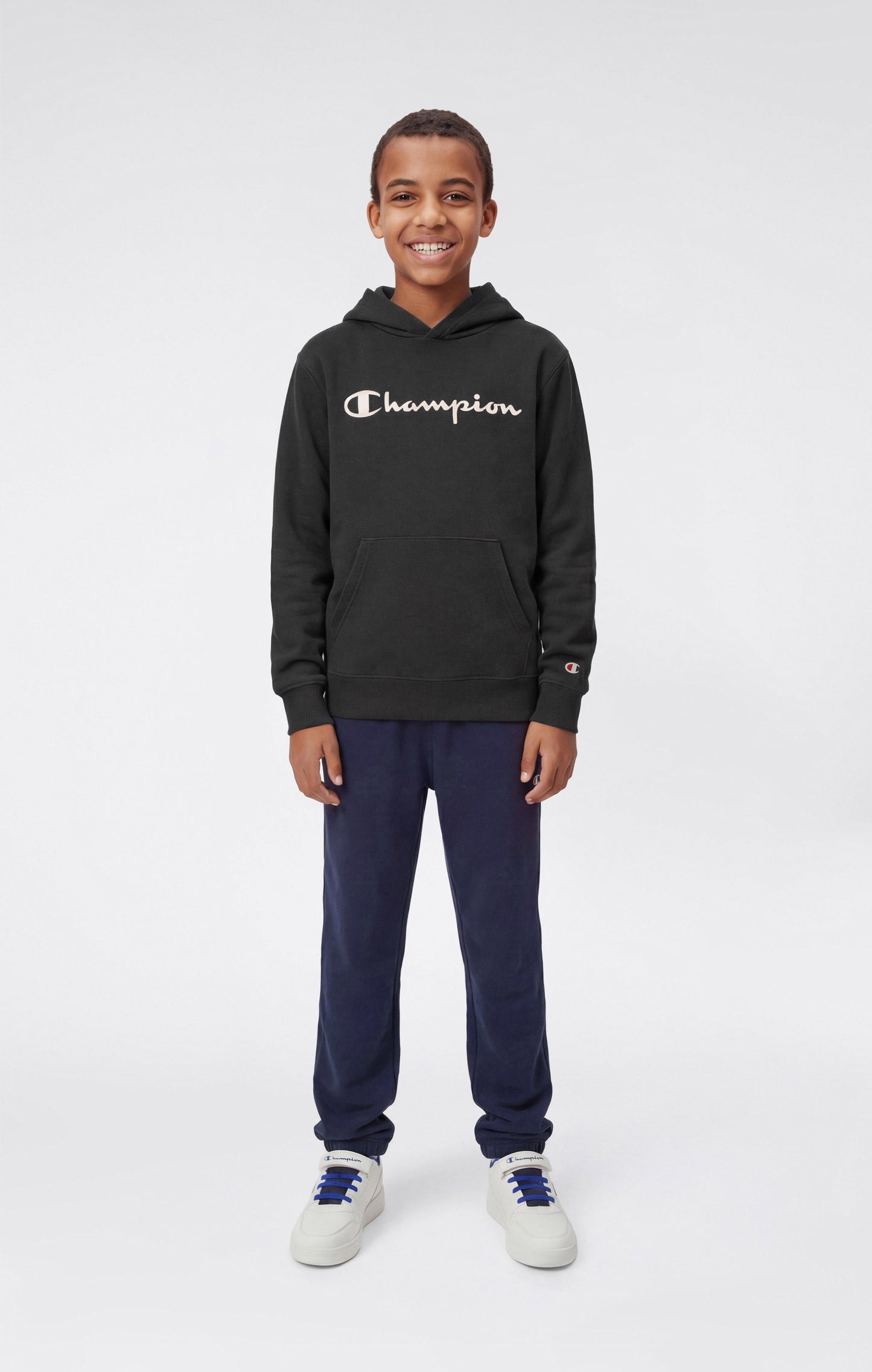Leichtes Kapuzen-Sweatshirt für Jungen mit tonal aufgestickten Maxi-Logo-Icons