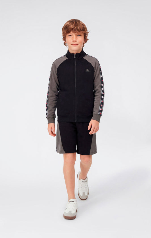 Boys' Full Zip Sweatshirt with Tape Logo