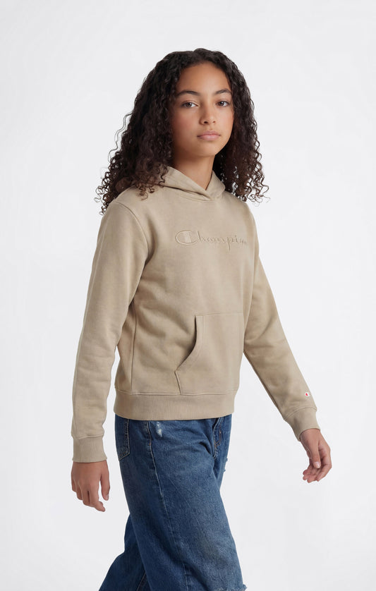 Leichter Kapuzenpullover für Mädchen mit Ton-in-Ton gestickten Maxi-Logo-Symbolen