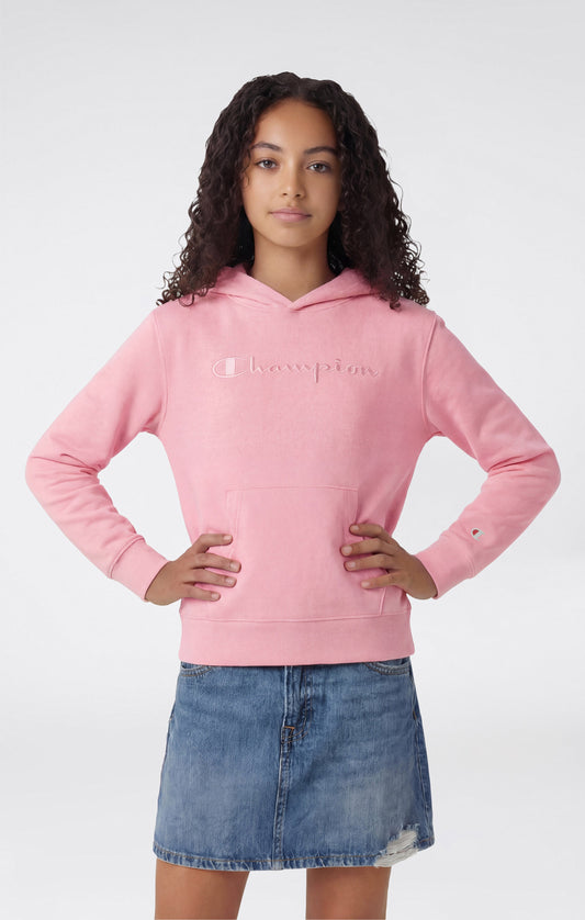 Leichter Kapuzenpullover für Mädchen mit Ton-in-Ton gestickten Maxi-Logo-Symbolen