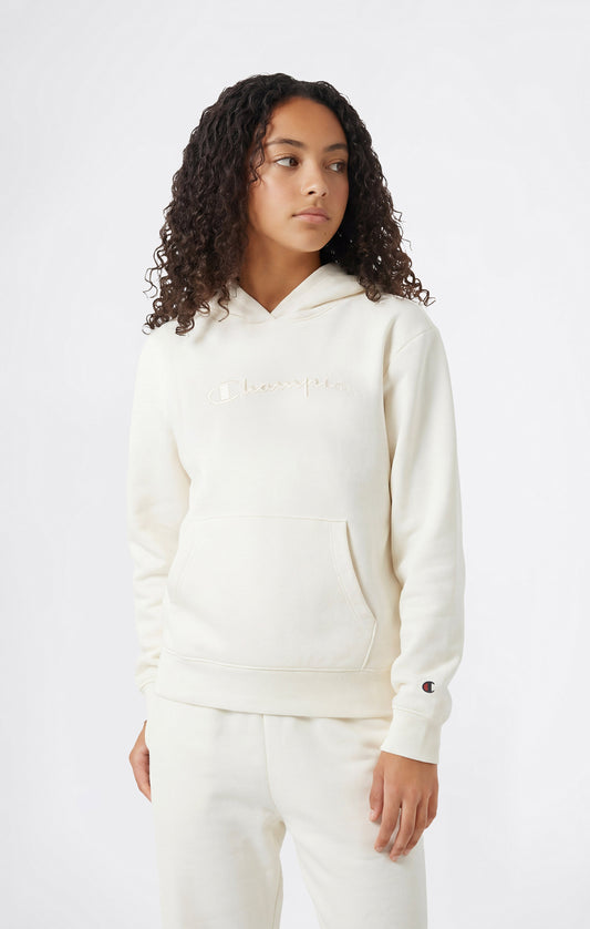 Leichter Kapuzenpullover für Mädchen mit Ton-in-Ton gestickten Maxi-Logo-Symbolen