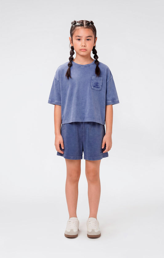 Mädchen Washed-Effekt Bauchfreies T-Shirt Icons