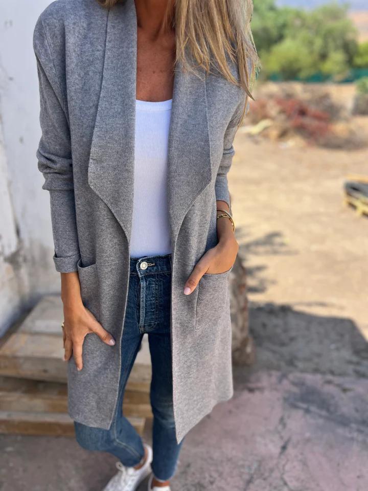 Freizeit-Cardigan mit Revers (2 kaufen, kostenloser Versand)