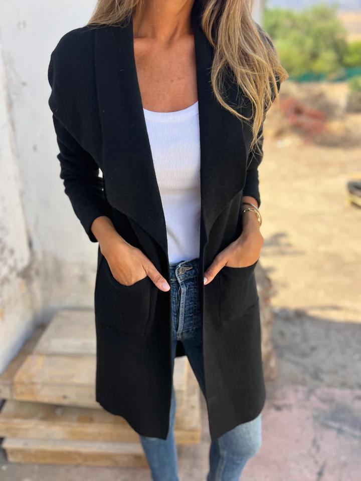 Freizeit-Cardigan mit Revers (2 kaufen, kostenloser Versand)
