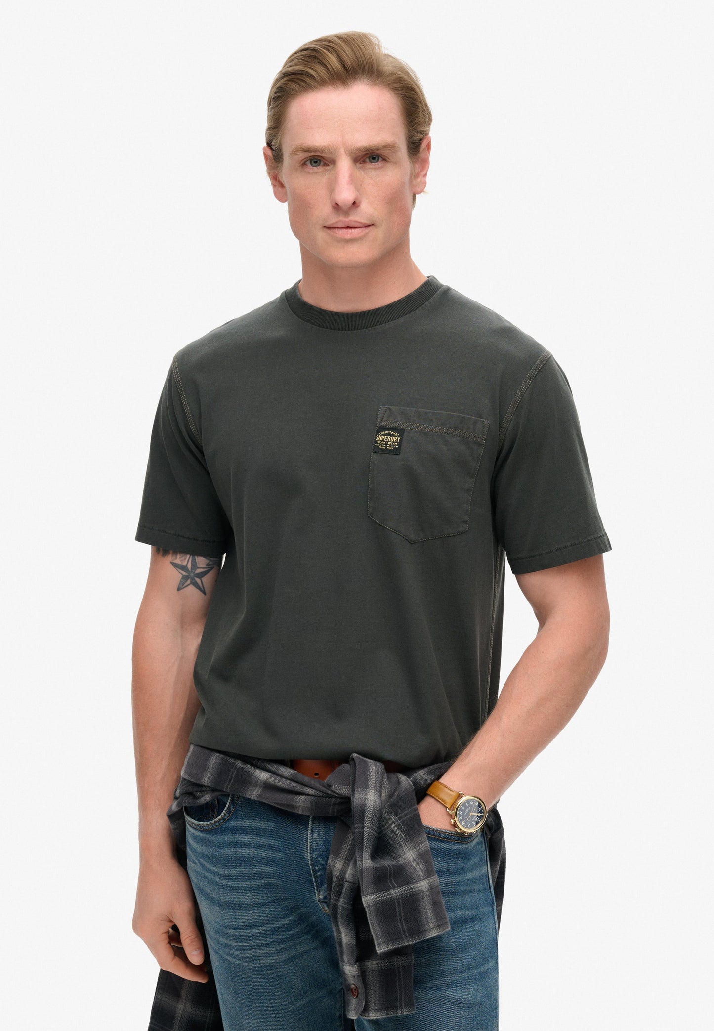 Contrast Stitch Pocket T-Shirt