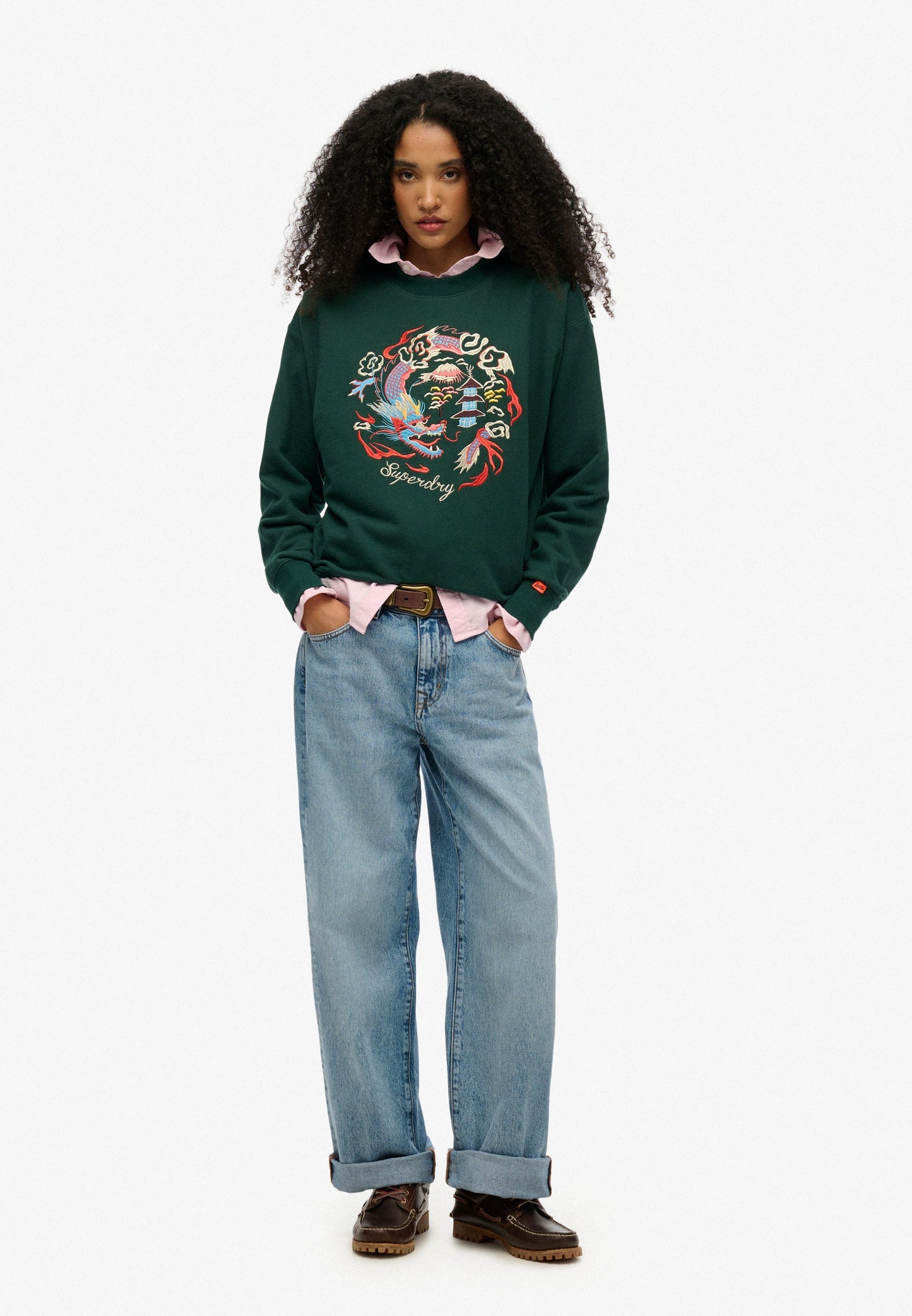 Suika Embroidered Loose Crew Sweatshirt