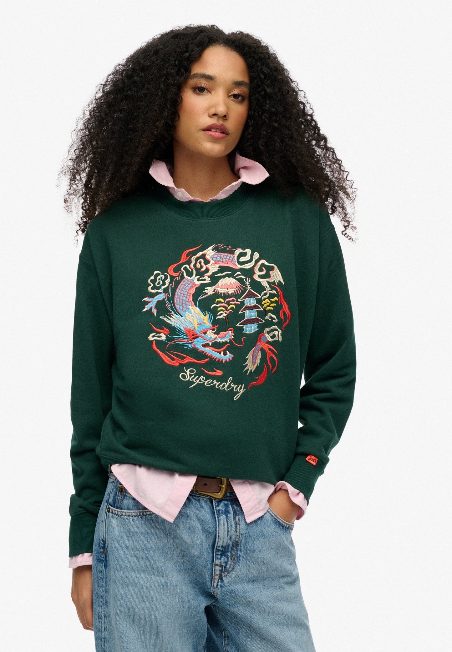 Suika Embroidered Loose Crew Sweatshirt