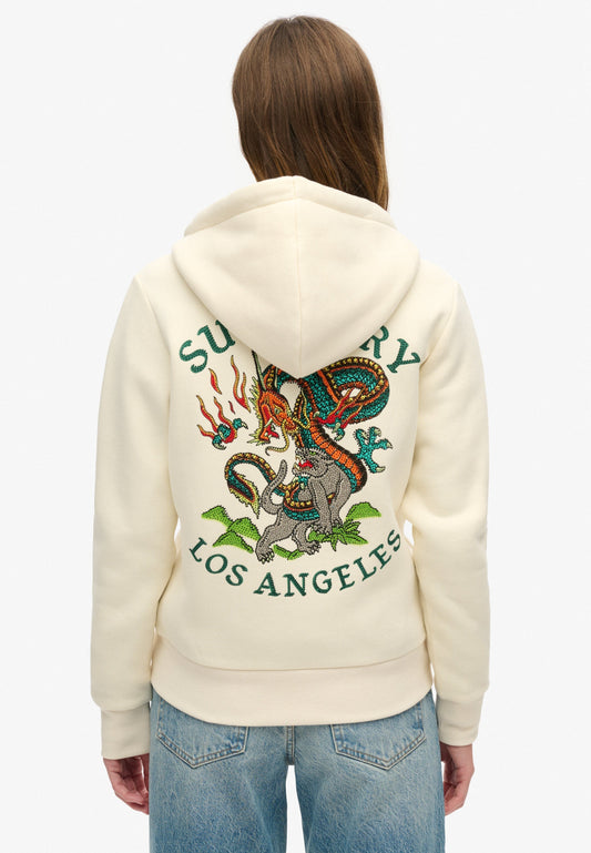 Tattoo Rhinestone Zip Hood