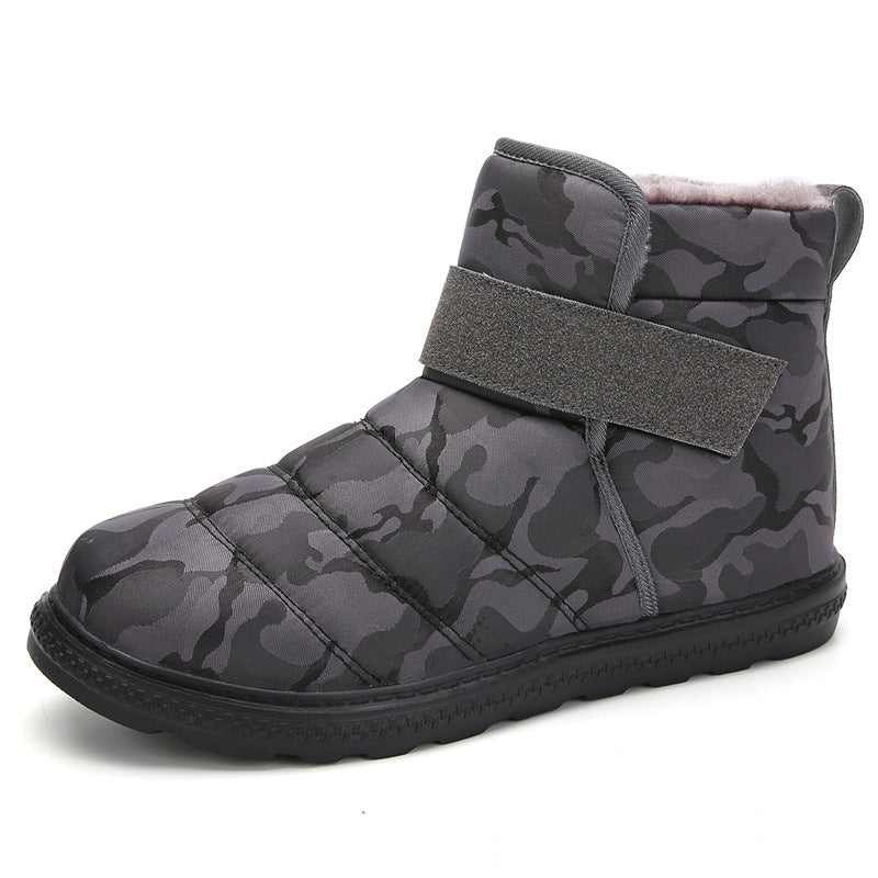 (Limited Time 70% Discount Event) Men's 2024 Winter New Warm Waterproof Non-Slip Puncture-Resistant Velcro Slip-On Snow Boots Ankle Support Orthopedic Wide Toe Arch Support Cotton Shoes