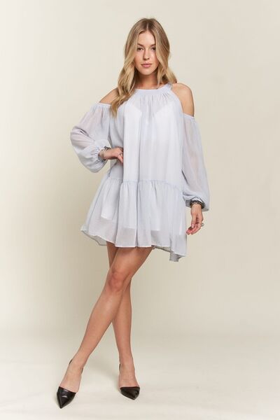 ADORA Mini-Kleid mit Cold-Shoulder- und Ballonärmeln